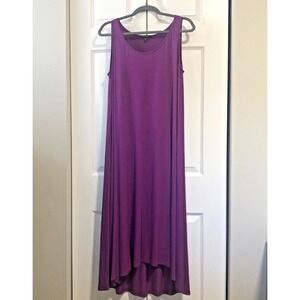 Eileen Fisher Magenta Sleeveless Swing Lagenlook Minimalist Stretch Medium Dress